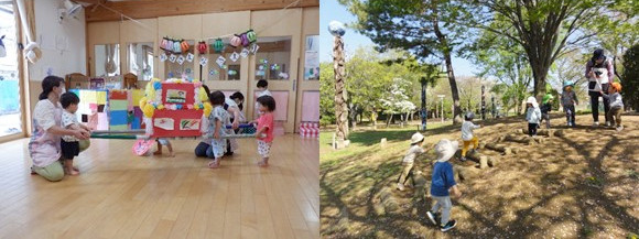 （写真）左：夏祭り・右：散歩の様子
