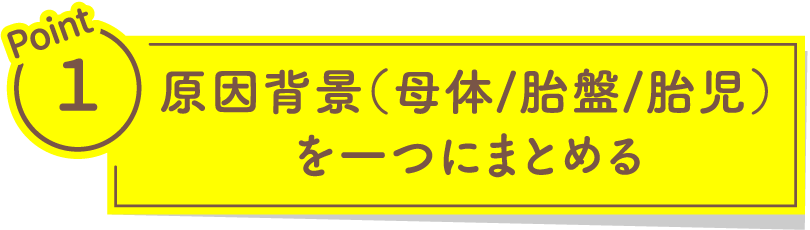 Point1 原因背景（母体／胎盤／胎児）を一つにまとめる