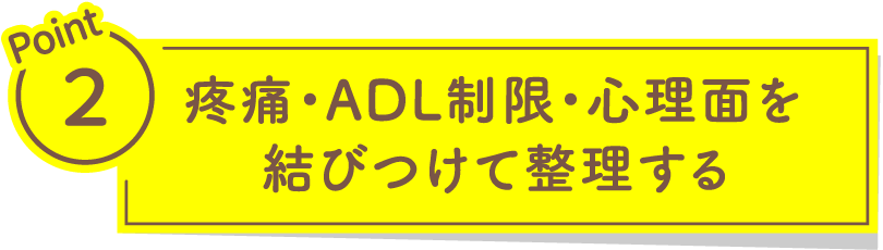 Point2 疼痛・ADL制限・心理面を結びつけて整理する